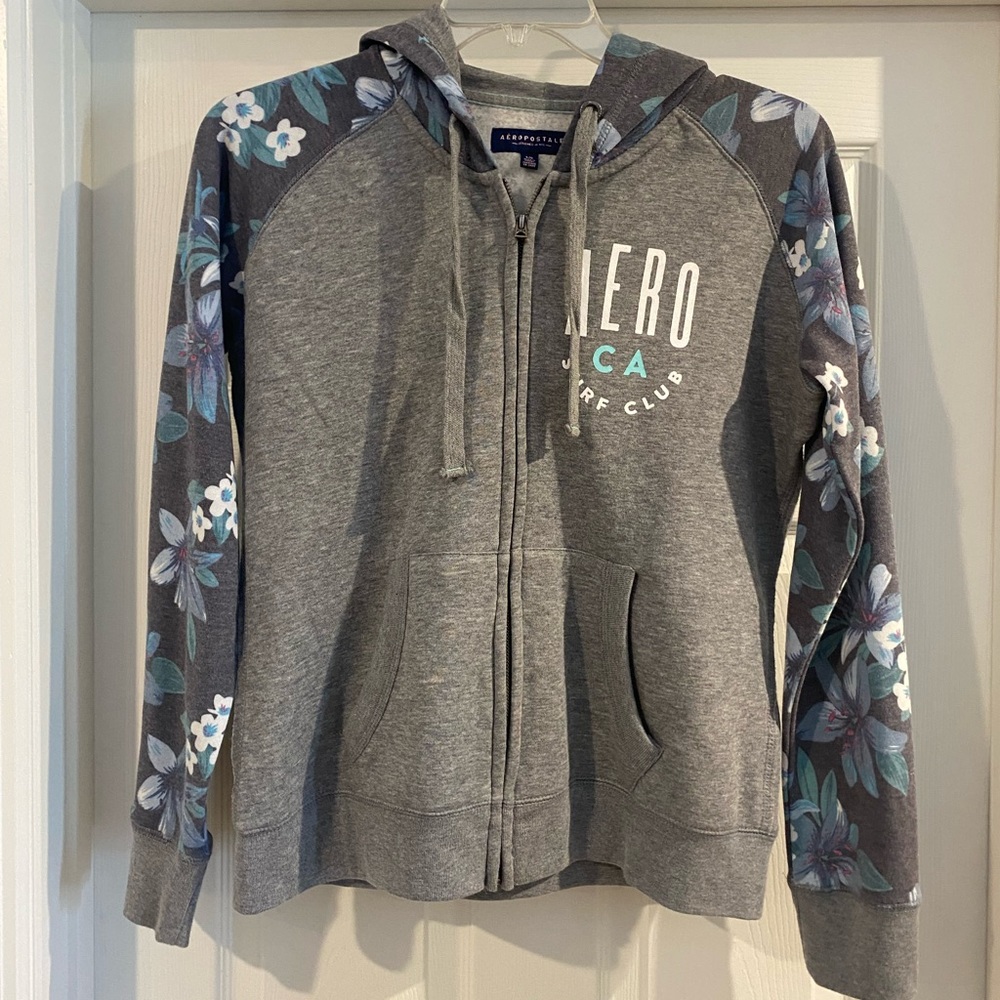 Gray Aeropostale zip up jacket, lightly worn, size large